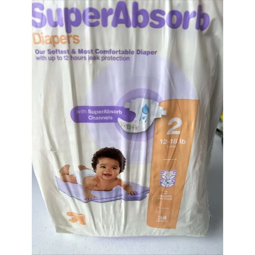 Up & Up Superasorb Diapers 12-18 Lbs 34 Diapers